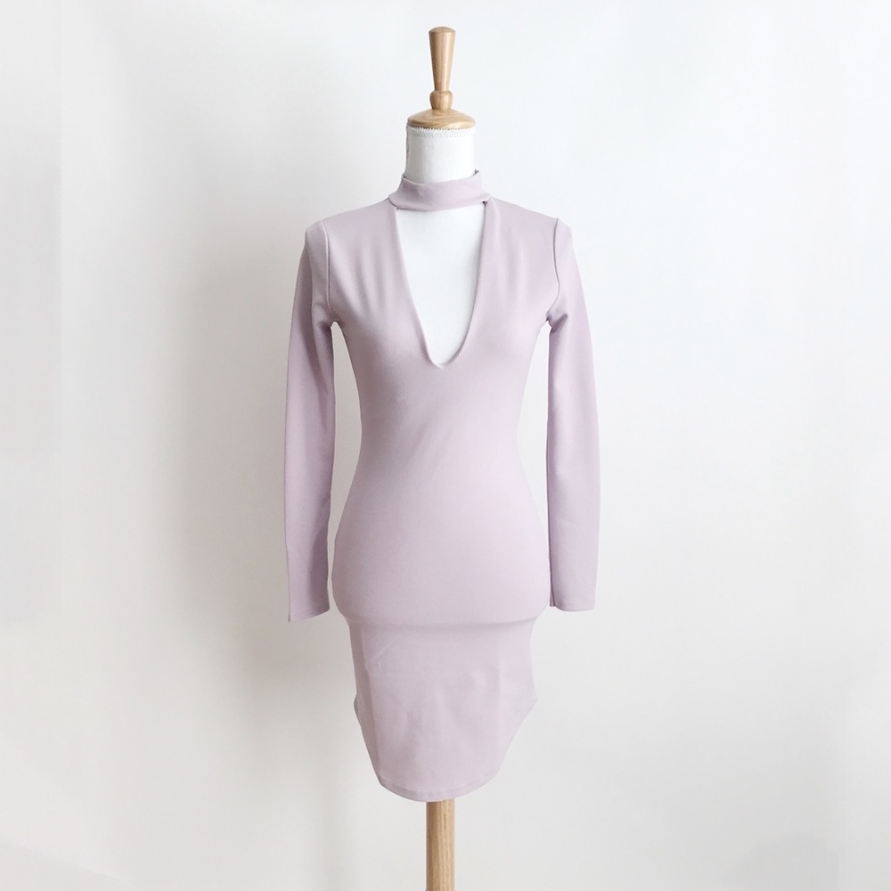 NWT Misguided Lilac Choker Neck Bodycon Dress - Picture 3 of 8